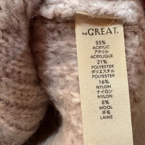 The Great. Women’s Knitted Pink/ Gray Wool Blend ButtonUp Cardigan Sweater - Picture 6 of 7